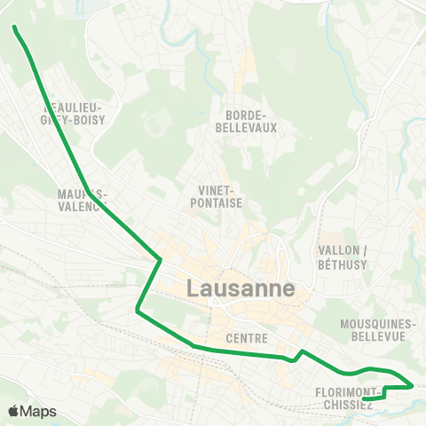 tl - Transports publics lausannois Lausanne, Faverges - Prilly, Coudraie map