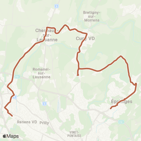 tl - Transports publics lausannois Renens VD, gare - Epalinges, Croisettes map
