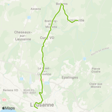 tl - Transports publics lausannois Lausanne, Riponne-M. Béjart - Froideville, Laiterie map
