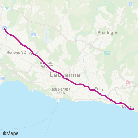 tl - Transports publics lausannois Lutry, Corniche - Renens VD, Temple de Broye map