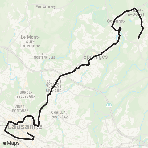 tl - Transports publics lausannois Lausanne, St-François - Lausanne, Vers-chez-les-Blanc map
