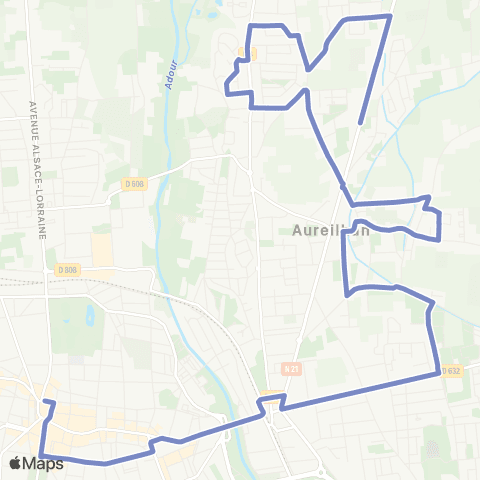 TLP Mobilités Aureilhan - Aubépine Verdun map