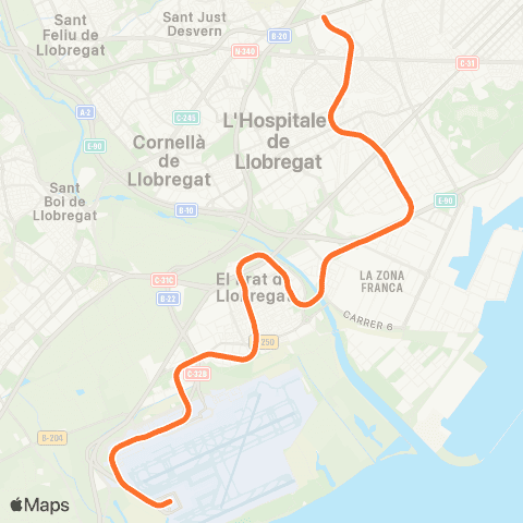 TMB Aeroport T1 - Zona Universitària map