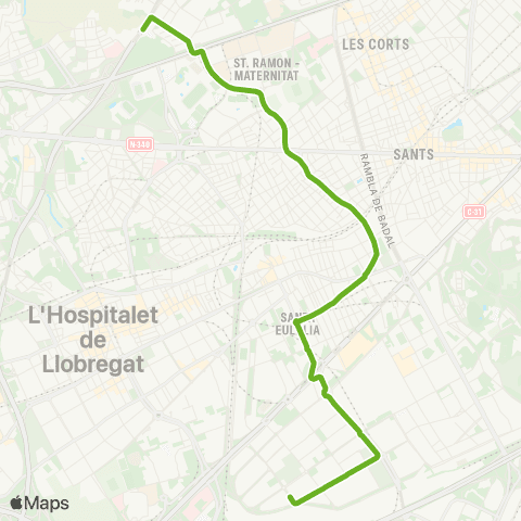 TMB Districte Gran Via l'Hospitalet / Av. Esplugues map