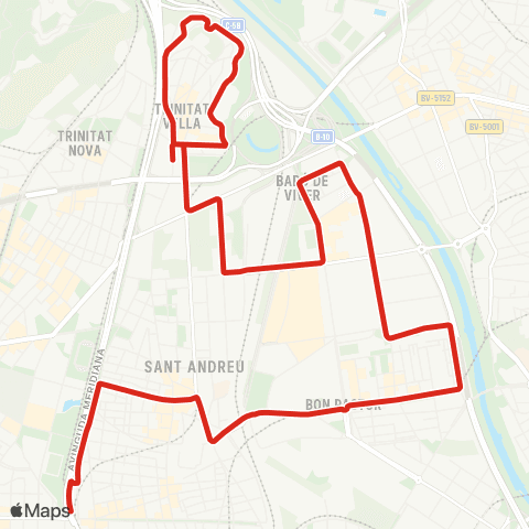 TMB Trinitat Vella / Fabra i Puig map