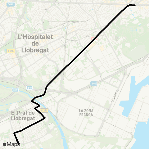 TMB Prat XPRES (Pl. Espanya - Av. Remolar) map