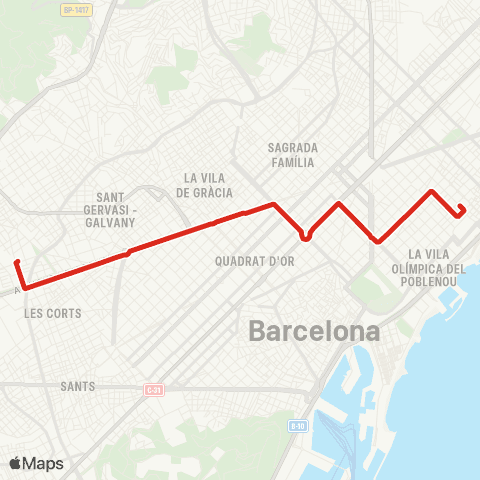 TMB Pg. Manuel Girona / Poblenou map