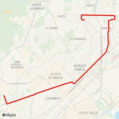 TMB Pg. Manuel Girona / Pl. Virrei Amat map