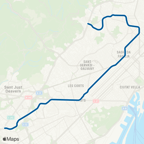 TMB Cornellà Centre - Vall d'Hebron map