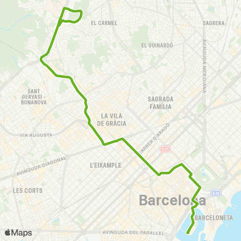 TMB Port Vell / Vall d'Hebron map