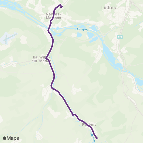 T'MM Ligne E scolaire - Pulligny - Neuves-Maisons map
