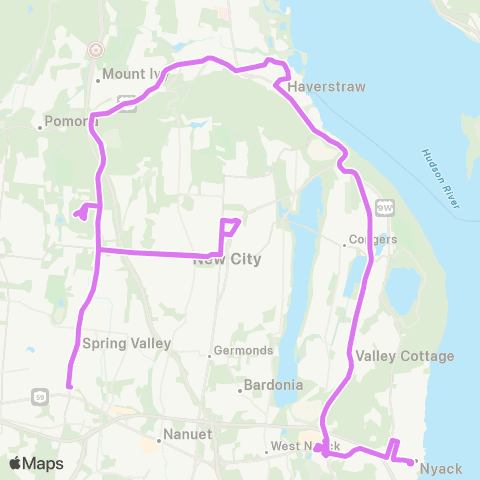 Transport of Rockland Nyack - Spring Valley map