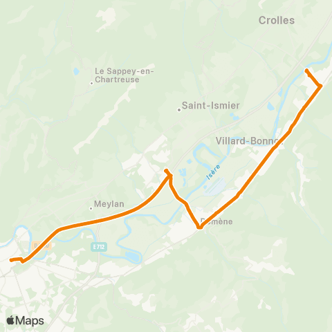 M Réso Grenoble Verdun - Préf. / Villard-Bonnot Brignoud Gare map