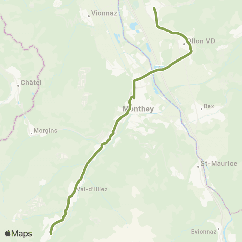 Transports Publics du Chablais Champéry - Aigle map