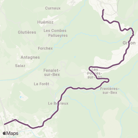 Transports Publics du Chablais Villars-Sur-Ollon - Col-De-Bretaye map
