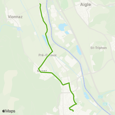 Transports Publics du Chablais Muraz (Collombey), Millière - Monthey, Gare Cff map