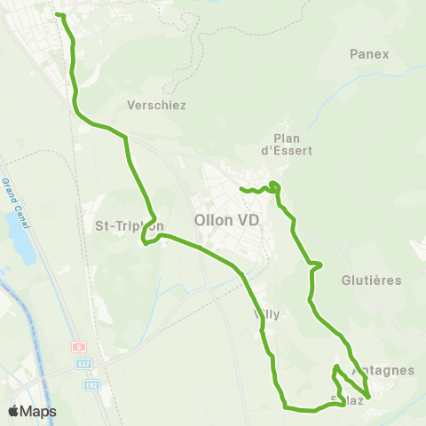 Transports Publics du Chablais Ollon Vd, Gare - Ollon Vd, Gare map