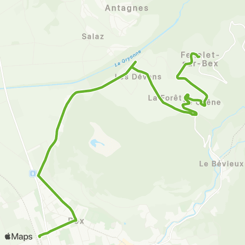 Transports Publics du Chablais Les Plans-Sur-Bex, Village - Bex, Place De La Gare map