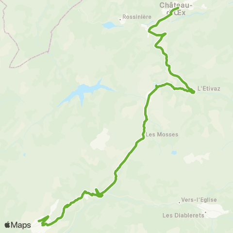 Transports Publics du Chablais Château-D'Oex, Gare - Leysin-Feydey, Gare map