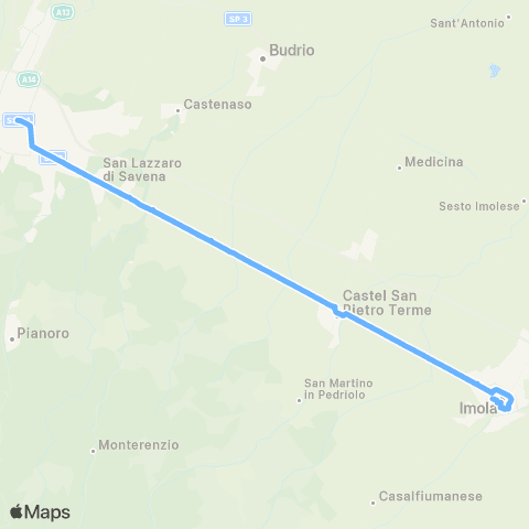 Tper BO Bologna - San Lazzaro di Savena - Ozzano dell'Emilia - Castel San Pietro Terme - Toscanella di Dozza - Imola map