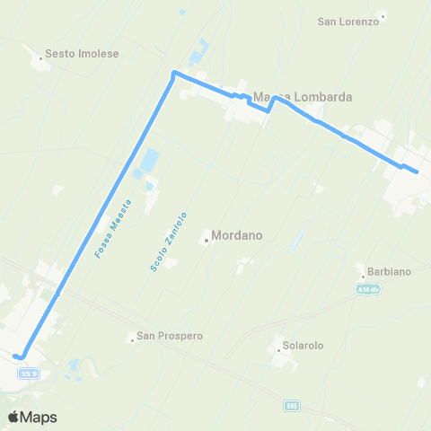 Tper BO Imola - Fruges - Massalombarda - Lugo map