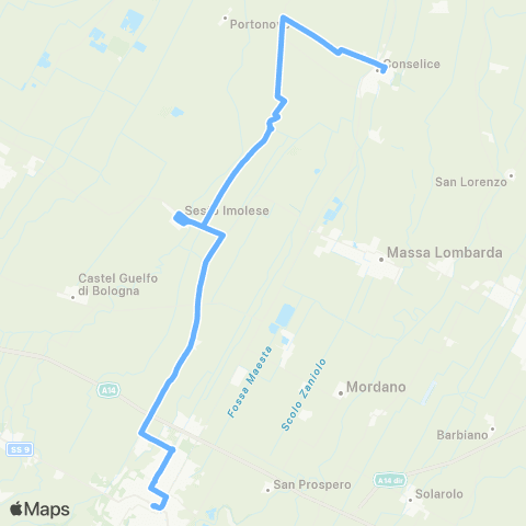 Tper BO Imola - Sasso Morelli - Sesto Imolese - Conselice map