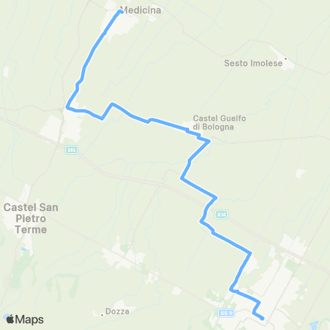 Tper BO Imola - Casola Canina - Castel Guelfo map