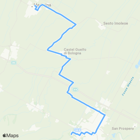 Tper BO Imola - Casola Canina - Castel Guelfo - Medicina map