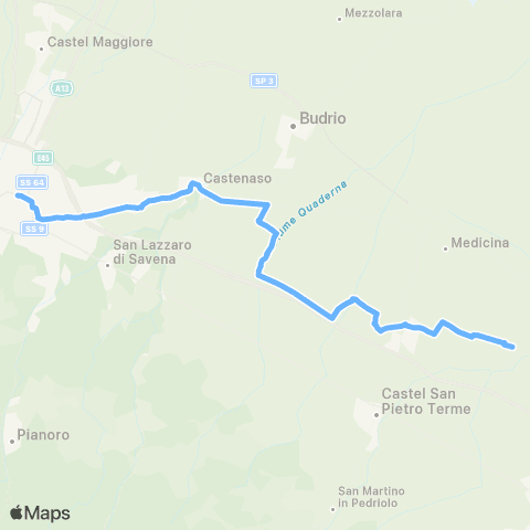 Tper BO Bologna - Prunaro - Ponte Rizzoli - Gaiana - Castel Guelfo map