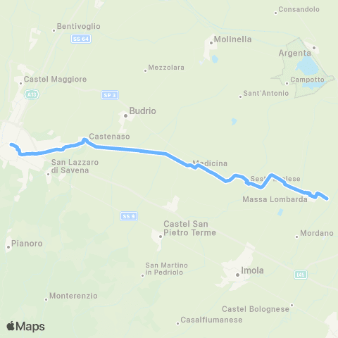 Tper BO Bologna - Medicina - Sesto Imolese - Massa Lombarda - Lugo map