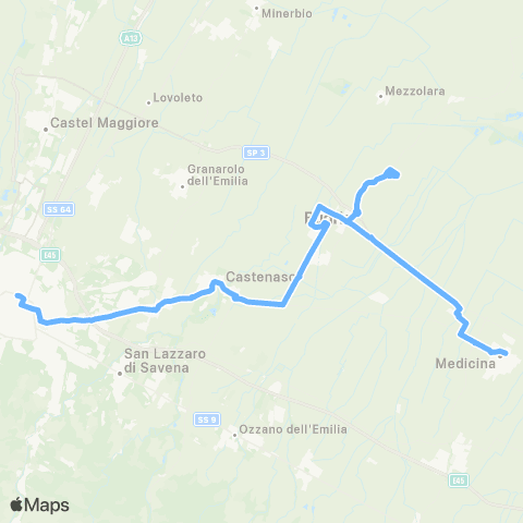 Tper BO Bologna - Castenaso - Budrio - Medicina - (Castel Guelfo) map