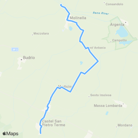 Tper BO Imola - Castel San Pietro - Medicina - Villa Fontana / Molinella - Alberino map