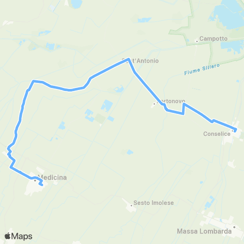 Tper BO Medicina - Sant'Antonio - Portonovo - Conselice map