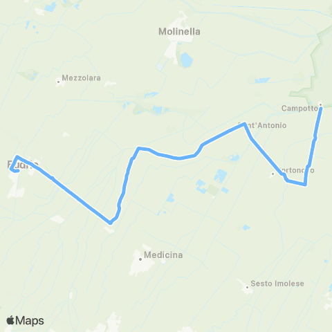 Tper BO Bologna - Castenaso - Budrio - Sant'Antonio - Campotto map