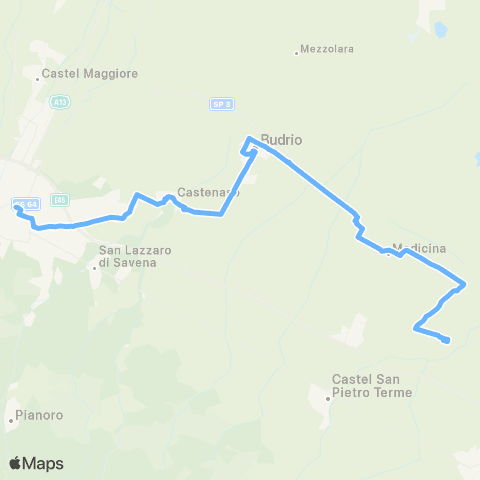 Tper BO Bologna - Castenaso - (Budrio) - Medicina / Castel Guelfo / Sesto Imolese - Massalombarda - Lugo map