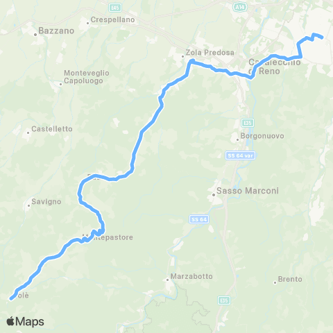 Tper BO Bologna - Riale - Calderino - Montepastore - Bortolani - Tole map