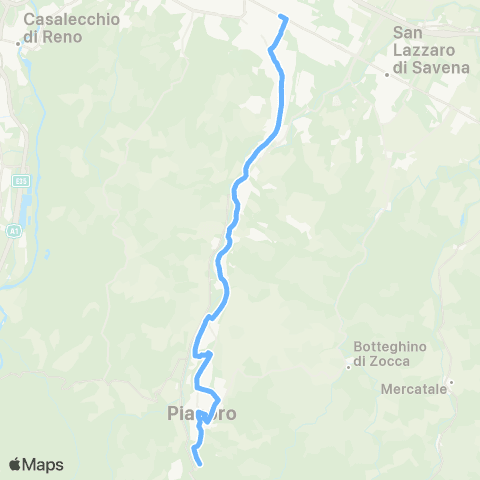 Tper BO Pianoro Vecchio - Rastignano - Bologna Liceo Fermi map