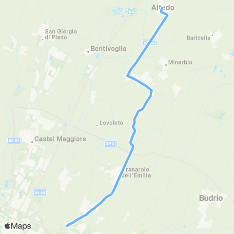Tper BO Menarini - Granarolo - (Cadriano) - Altedo map