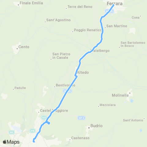 Tper BO Bologna - Altedo - Malalbergo - Ferrara map