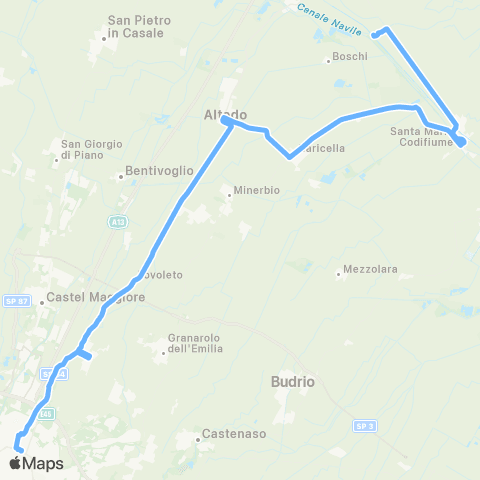 Tper BO (Bologna) - Altedo - Baricella - Alberino - Passo Segni map