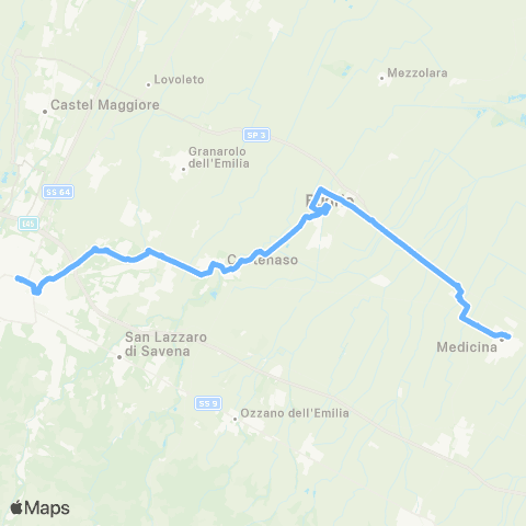 Tper BO Bologna - Facolta di Agraria - Castenaso - Budrio - Medicina map