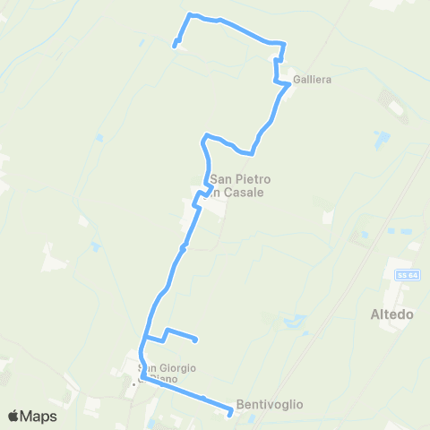 Tper BO Prontobus Galliera - San Pietro in Casale - San Giorgio di Piano - Ospedale di Bentivoglio map
