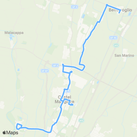 Tper BO Prontobus Trebbo - Castel Maggiore - Funo - Ospedale di Bentivoglio map