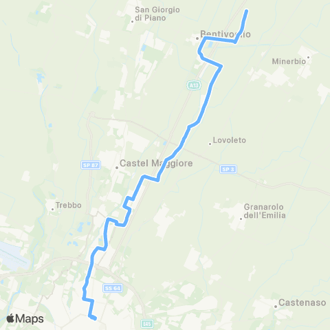 Tper BO Bologna - Z.I. Saliceto - Sabbiuno - Bentivoglio - Saletto map