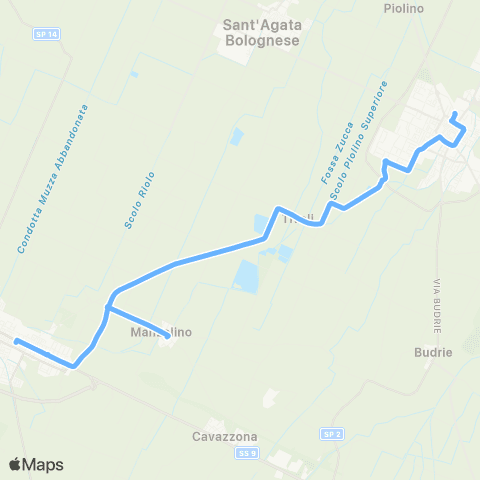 Tper BO San Giovanni in Persiceto - Castelfranco Emilia map