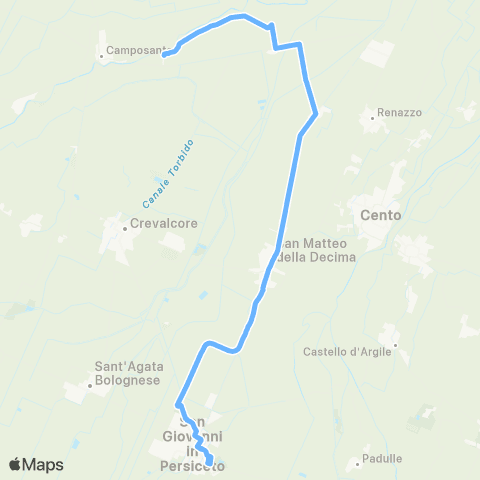 Tper BO Prontobus Caselle - Palata Pepoli - San Matteo della Decima - San Giovanni in Persiceto Ospedale map