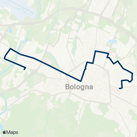 Tper BO Notturno Feriale Circolare_Battindarno - Stazione Centrale - Ospedale Sant'Orsola map