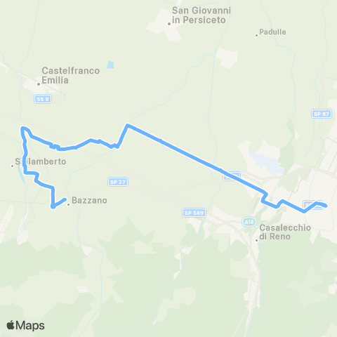 Tper BO Bologna - Anzola dell'Emilia - Calcara - Spilamberto - Bazzano map