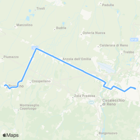 Tper BO Bologna - Anzola dell'Emilia - Calcara - Bazzano map