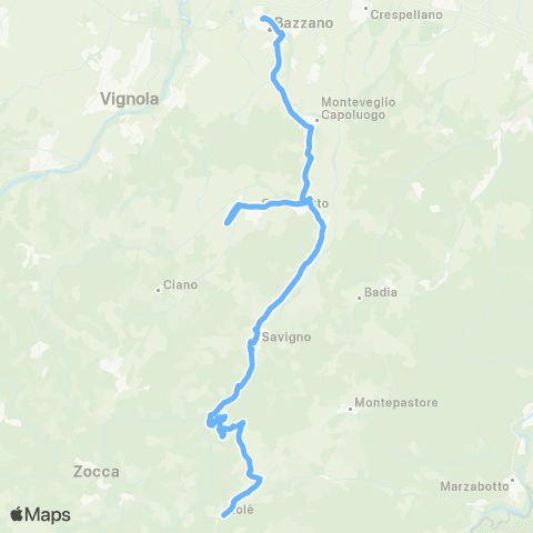 Tper BO Bazzano - Monteveglio - Castelletto - Savigno - (Tole) map
